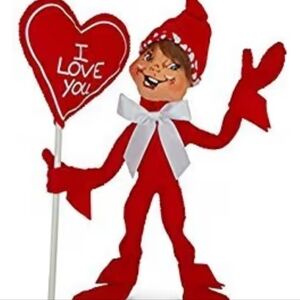 ❤️💗❤️Annalee Red Valentine's Day Mobility Elf  Holding "I Love You" Heart. Euc